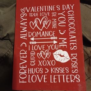 Wooden sign valentines day